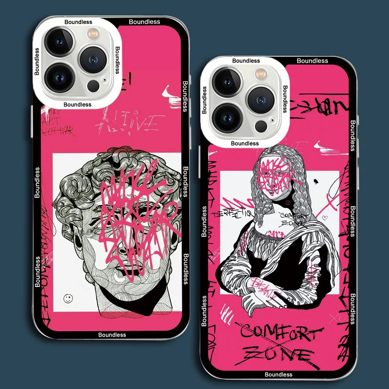 

Graffiti Great Art Aesthetic David Clear Phone Case for Iphone 13 12 11 Pro Max Iphone X XR XS 14 Pro Max Plus 7 8 Plus SE2 Case