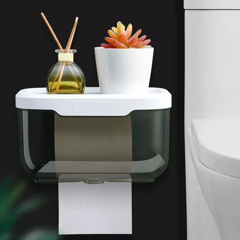 

Mounted Toilet Paper Holder Waterproof Tray Roll Tube For Toilet Mobile Phone Storage Shelf Tray Tissue Shelf Bathroom Box