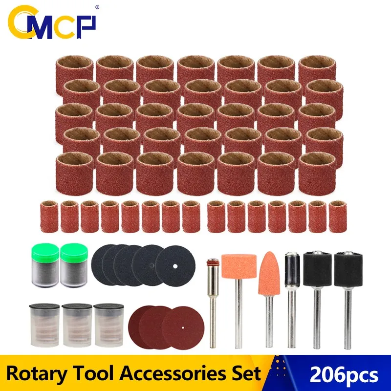 

CMCP 206pcs Sanding Drum Kit Engraver Abrasive Tools Accessories Grinding Polishing Engraving Tool for Dremel Rotary Tools