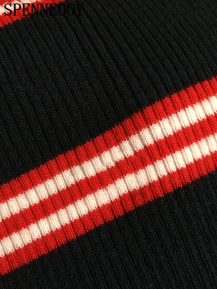 Женский вязаный свитер без рукавов SPENNEOOY подиумный винтажный полосатый