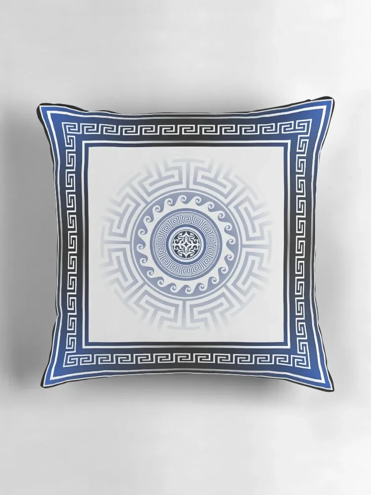 Греческий Ключ Meander синий белый серебряный плед наволочки для диванов Новогодняя