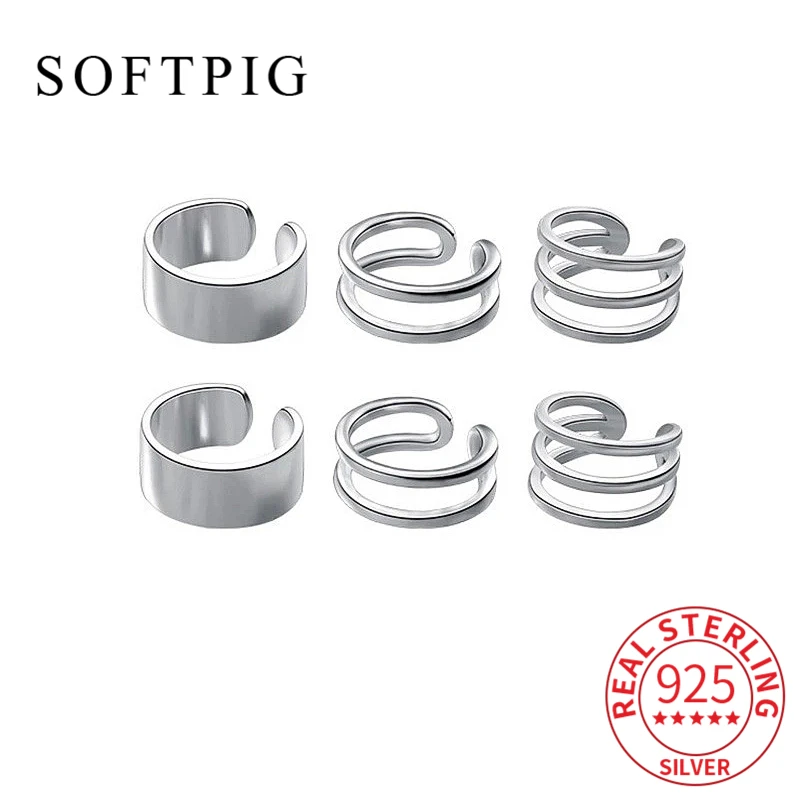 

Серьги-клипсы женские из серебра 925 пробы, с геометрическими линиями