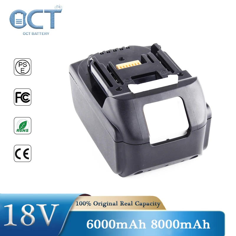 Перезаряжаемый литий-ионный аккумулятор для Makita BL1830 BL1820 BL1850 BL1840 BL1860 6000 мАч 2 шт. -