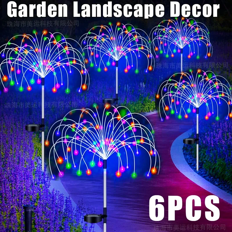 

6Pcs Garden Solar Firework Stake Light Outdoor LED Pathway Fairy Lamp Waterproof Yard Lawn Patio Landscape Party Christmas Decor