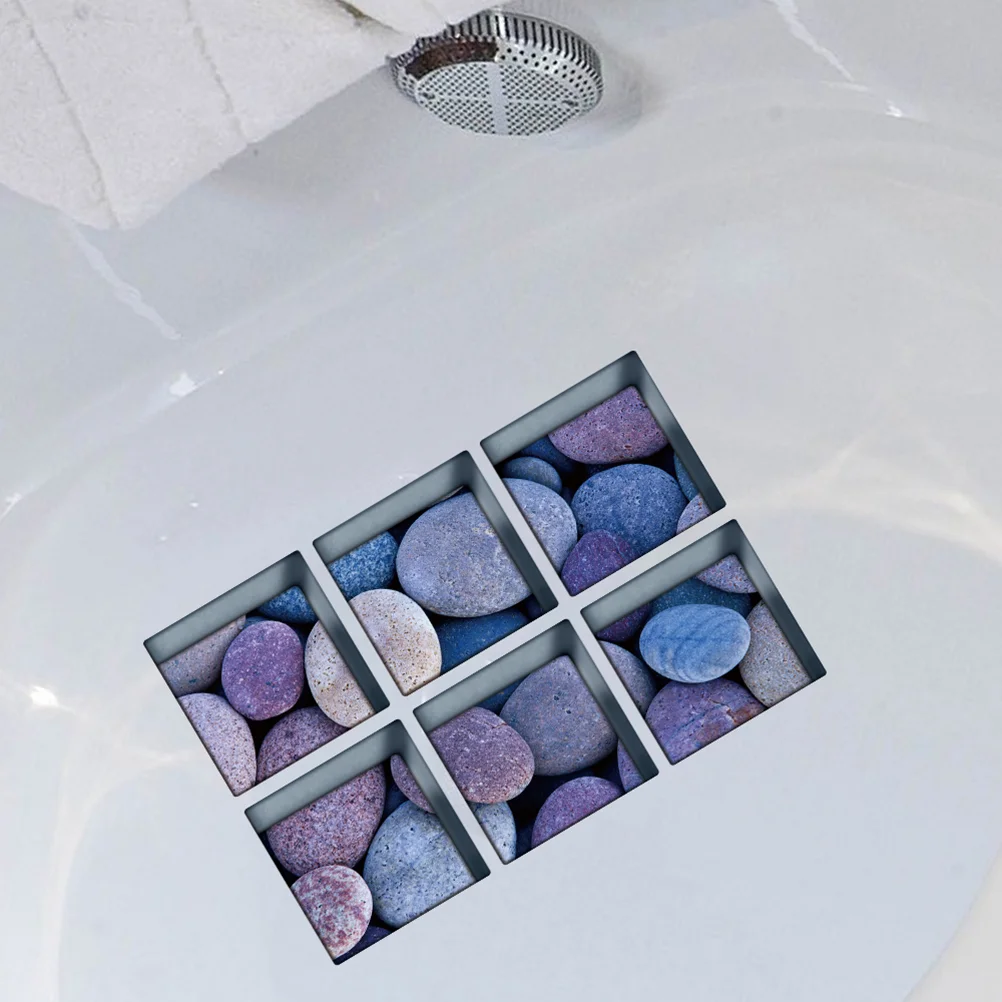 

6 3D Bathtub Stickers Removable Non-slip Bathtub Appliques for Bathroom