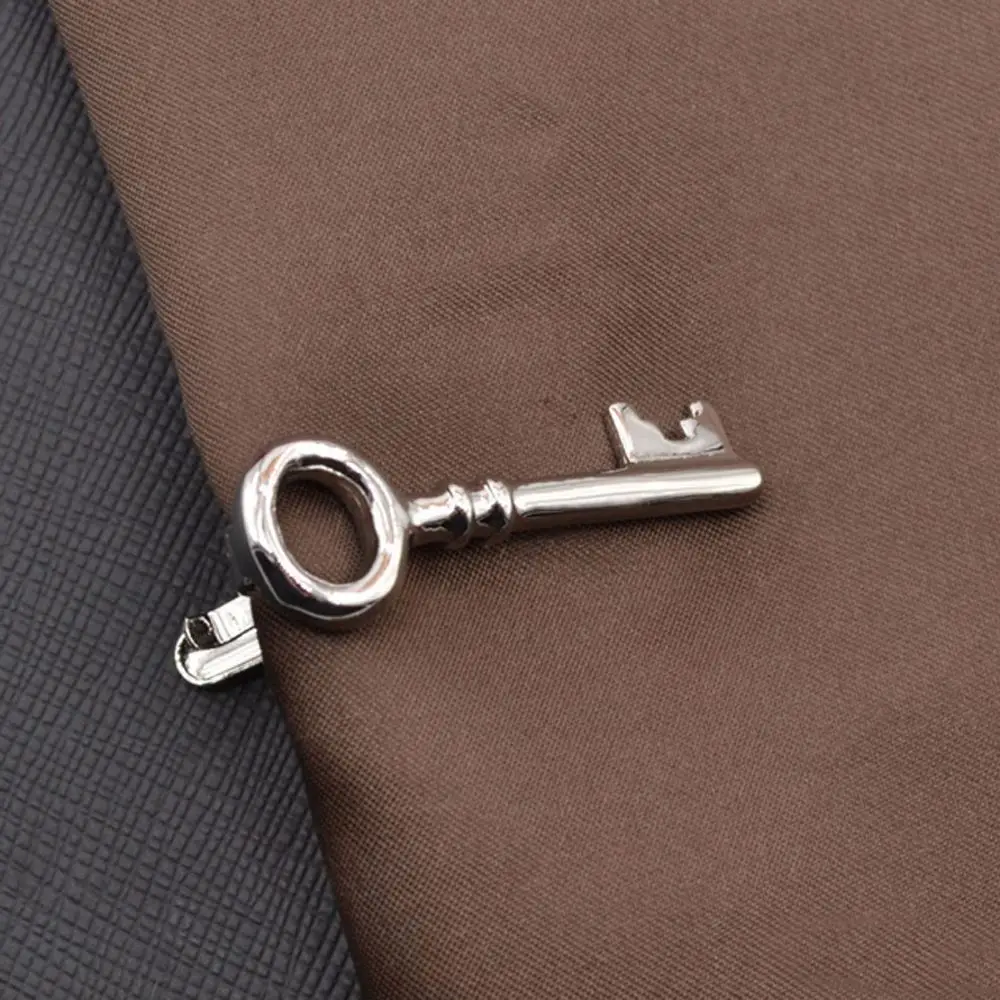 

Tie Decor Alloy Simple Silver Color Men's Gift Metal Key Shape Design Business Men Pin Clasp Tie Clip Suit Clip Necktie Clasp
