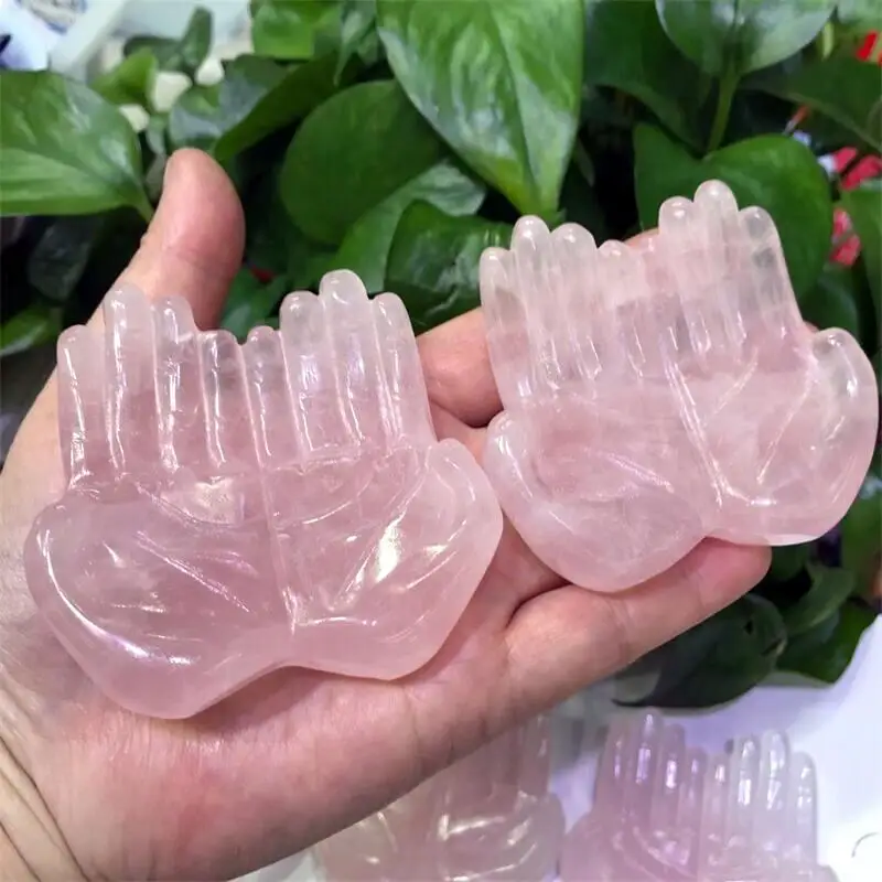 

1PC High Quality Natural Rose Quartz Hands Crystal Hand Carved Polished Stone Healing Gemstone Home Decoration