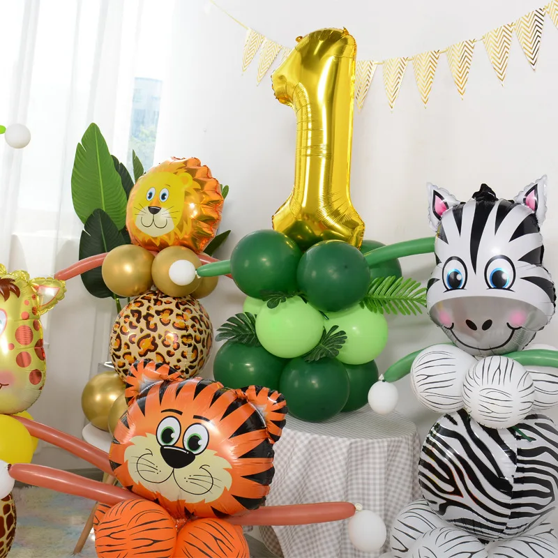 

Woodland Animal Creative Balloon Jungle Lion Giraffe Zebra Baloon DIY Cute Animal Balon Happy 1st Birthday Party Decor Kid Favor