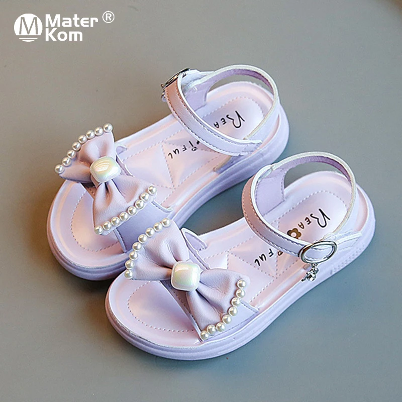 

Size 21-35 Summer Girls Sandals Bow Princess Shoes With Pearl Children Princess Sandals Beach Shoes For Kids Girls Sandalias