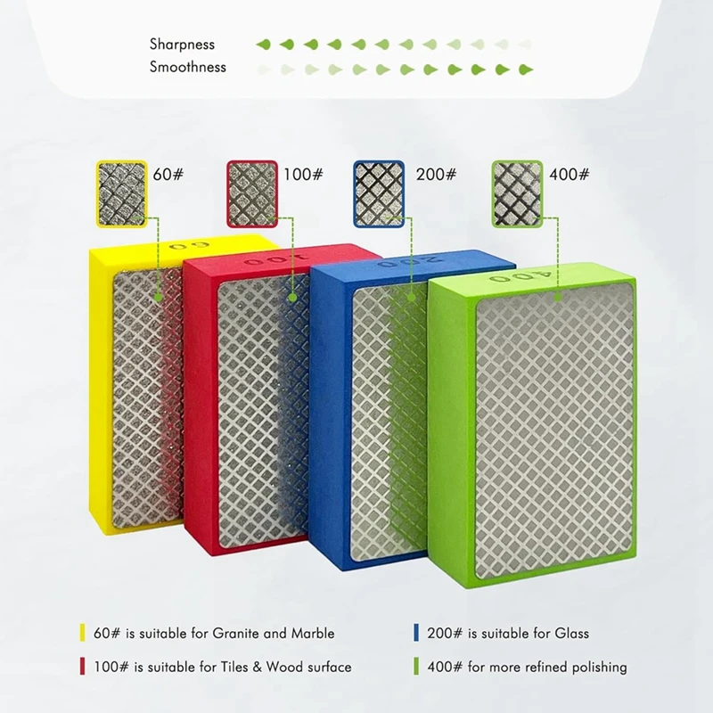4 шт. алмазные шлифовальные колодки для керамической плитки стекла зерна 60 100 200 400