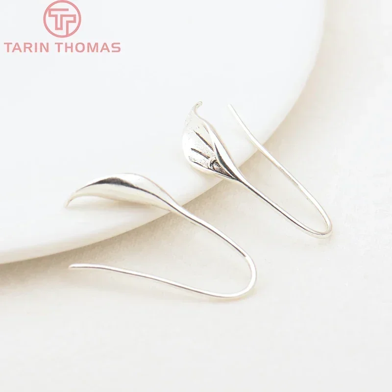 (2149) 10 шт. 26 5x11 мм 24-каратного золота латунные серьги-кольца с каллами и лилиями