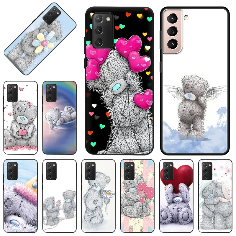 

Phone Case for Samsung Galaxy S22 Ultra S21 S20 S10 Plus FE 5G E Note 10 Lite 9 8 Couples Tatty Teddy Soft Black Silicone Cover