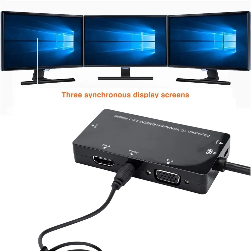 

Новинка 2023, переходник в HDMI-совместимый с 1 DP DisplayPort на 4 DVI USB-адаптер для ПК, VGA-кабель, Аудиомагнитола