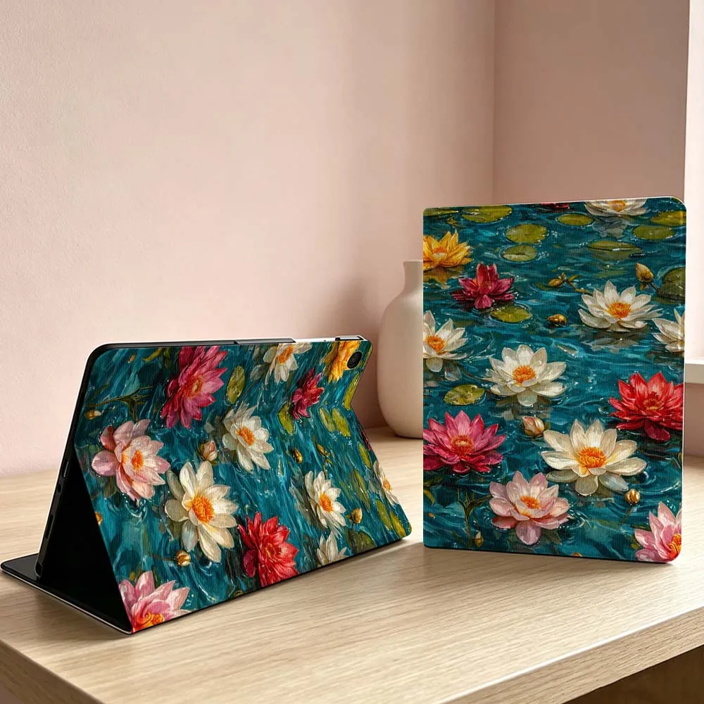 Фото Мягкий чехол с узором цветущих лотосов для планшетов Samsung Galaxy Tab S11 S10 S9 S8 S7 S6 A11 A9 A8 A7 Ultra Lite FE Plus Inch №1