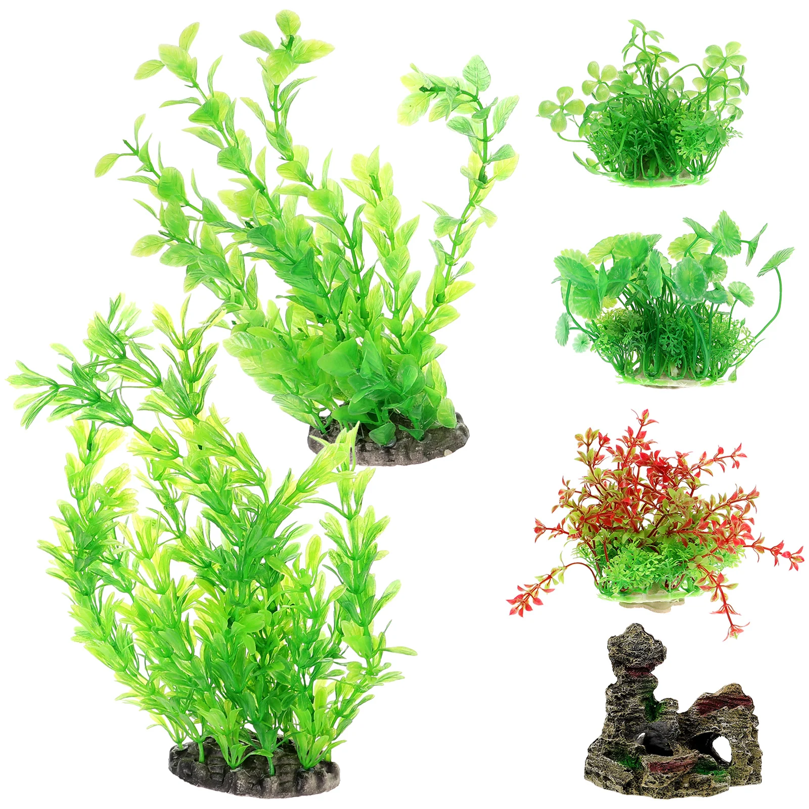 

6 Pcs Aquarium Decorations Fish Tank Accessories Fake Bowl Decorate Large Plastic Plants