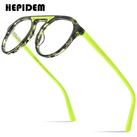 Оправа для очков из многоцветного ацетата HEPIDEM 2023, мужские многогранные зеркальные очки 9273