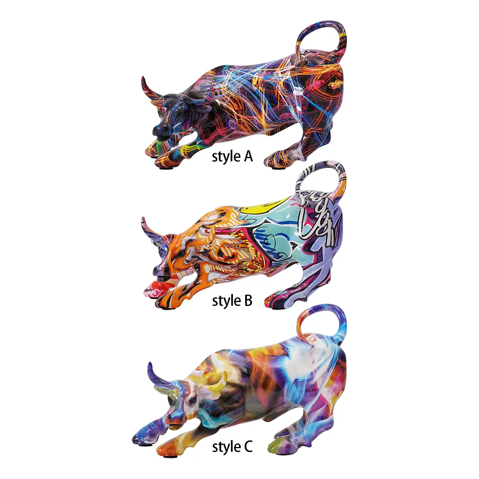 

Modern Resin Bull Figurines Animals Sculpture for Study Room Decor