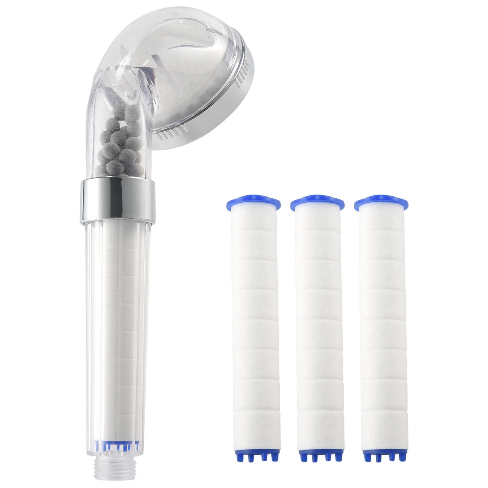 

1 Set Negative Ions Bathroom Handheld Shower Water Saving Head Set with 3 Filters High Pressure Portable Shower Head Hand Shower