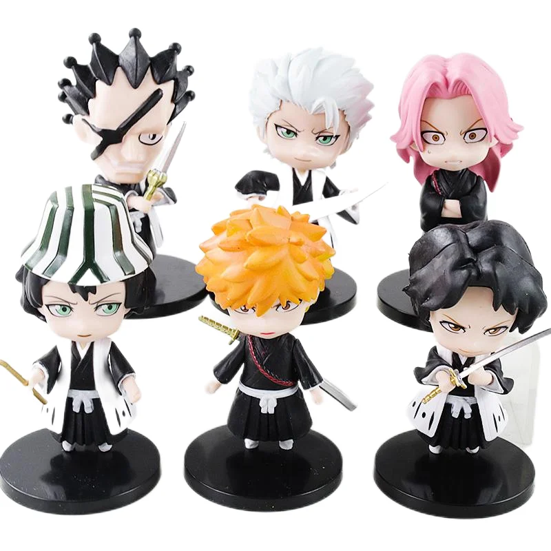 

6PCS/SET 10cm Bleach Ichigo Kurozaki Anime Figure with Base Model Toy for Kids