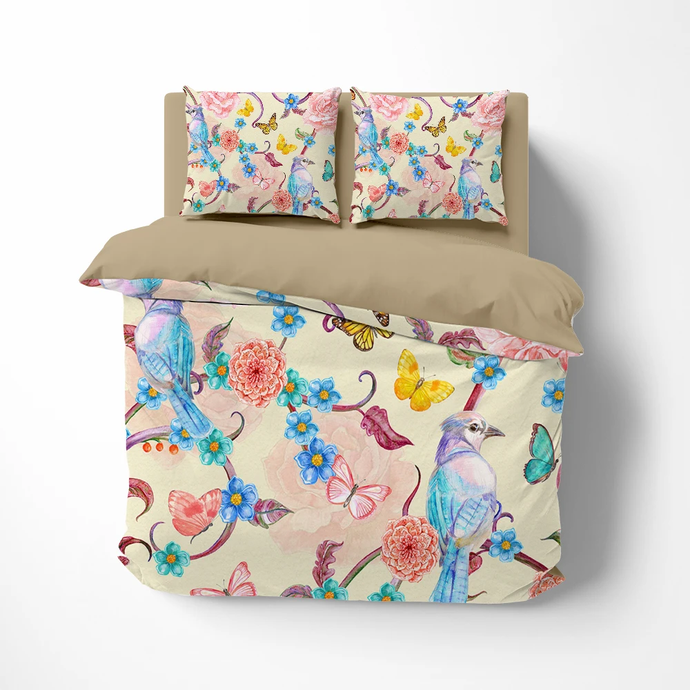 

3d HD Bedding set Linens euro luxury twin queen king single bed linen Quilt/Duvet cover set 2bedrooms flower Bed set butterfly