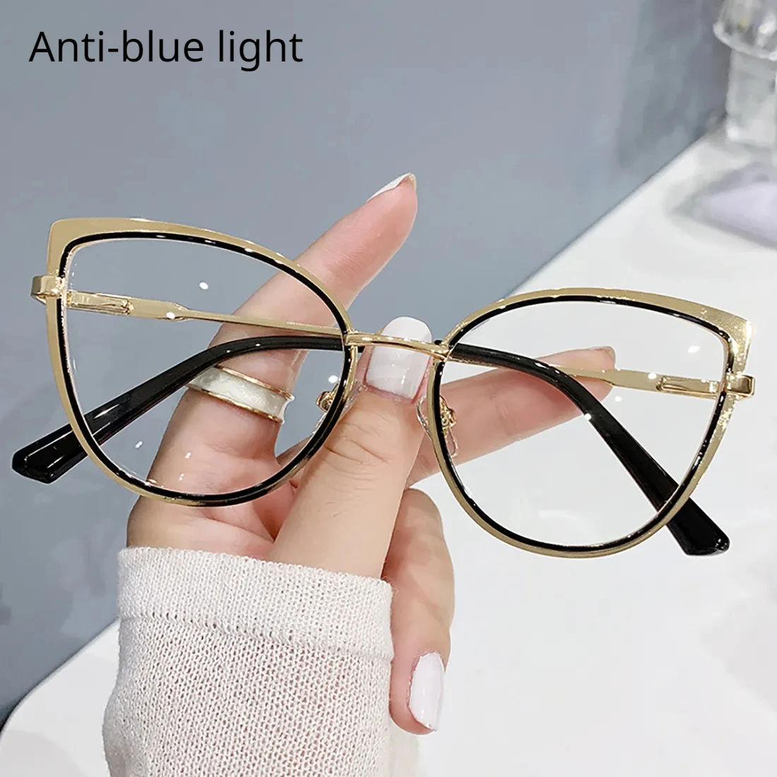 

2023 Cat's Eye Retro Blue Light Blocking Glasses Computer Glasses Eyeglass Frame European and American Metal Trend