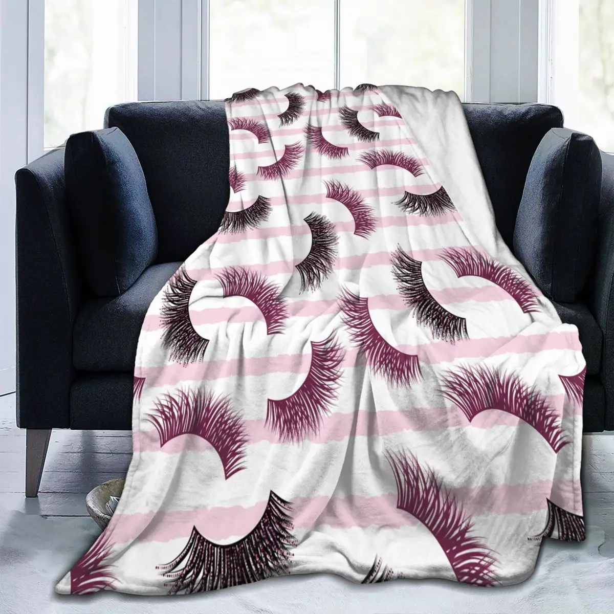 

Eyelash Blanket Flannel Autumn/Winter Unicorn Pink Breathable Super Warm Throw Blanket for Home Travel Rug Piece