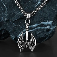nordic viking tomahawk pendant mens retro fashion weapon titanium steel stainless steel pendant necklace gift wholesale