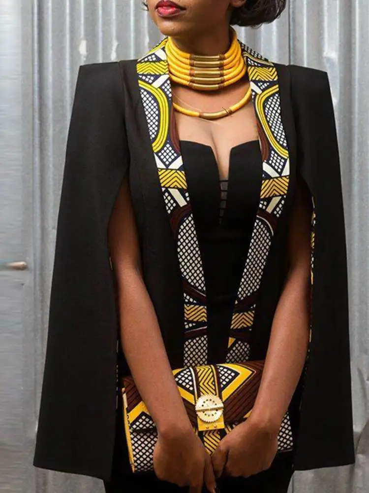 

VONDA 2022 Vintage Women OL Style Cloak Coat Outwear Winter Printed Cape Elegant Coats Sleeveless Open Front Ponchos Oversized