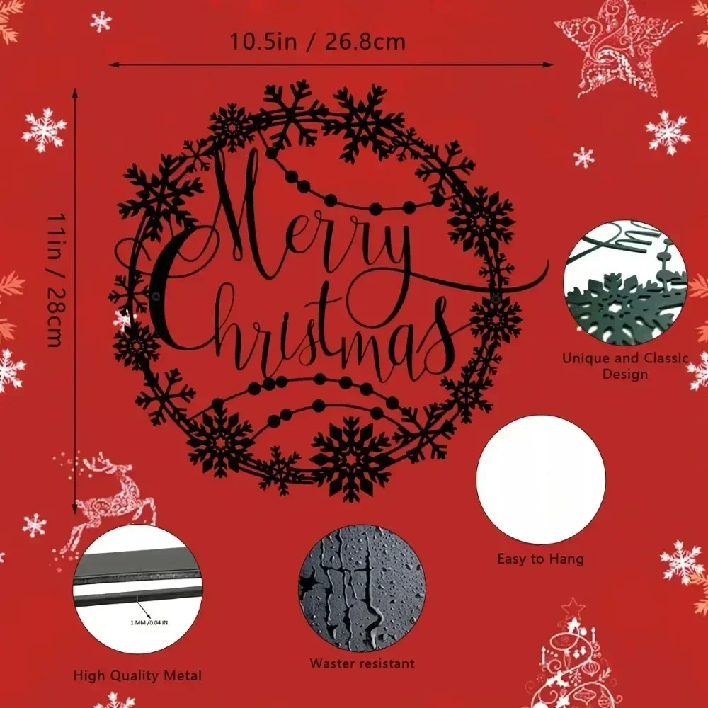 Очаровательное круглое металлическое настенное украшение с Рождеством —