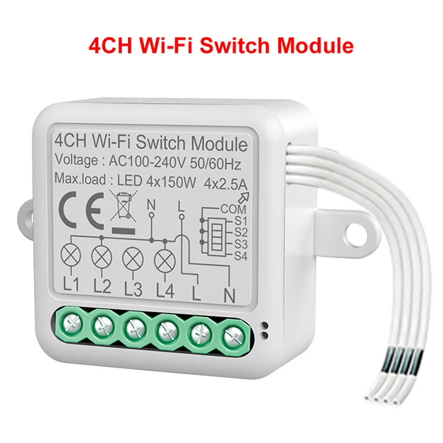 

Умный мини-переключатель Tuya с Wi-Fi и таймером, 10 А