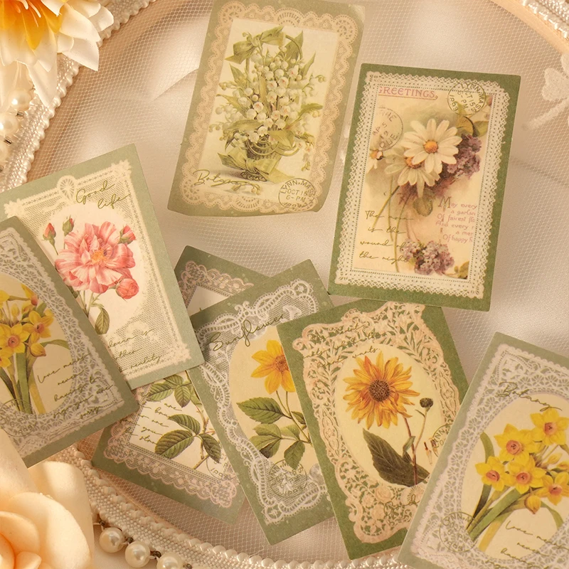 

40 упаковок, оптовая продажа, коробка, наклейка, искусство, цветы, растения, материал, школьные принадлежности, офисный материал, украшение книги, скрапбукинг, 4 см