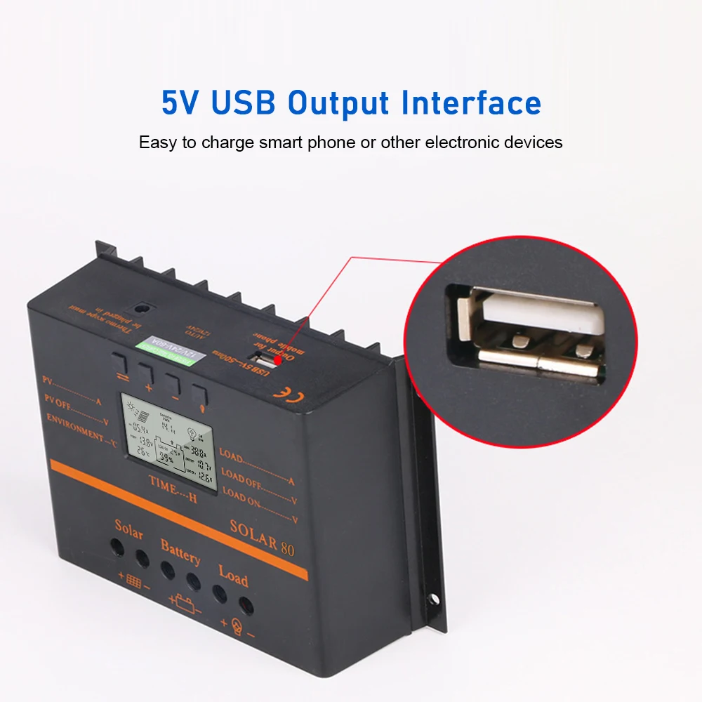 PWM Solar Charge Controller 12V/ 24V Self-Adapting LCD Panel Battery Discharge Regulator Temperature Compensation |