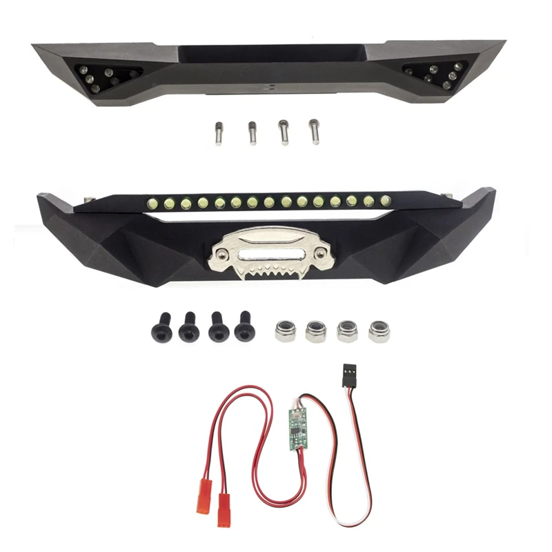 

Metal Front & Rear Bumper with LED Light for 1/10 RC Crawler Axial SCX10 II 90046 SCX10 III AXI03007 Upgrade Parts