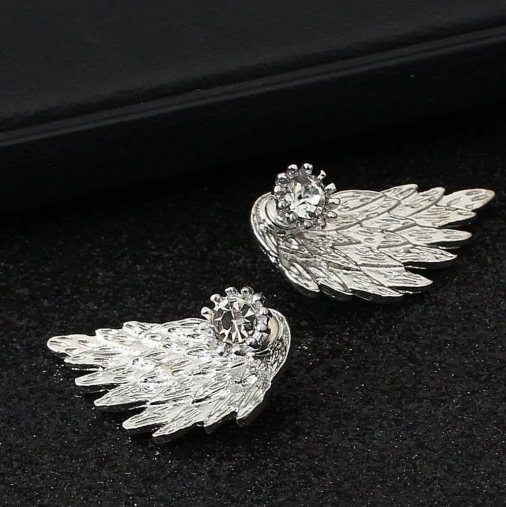 

New Creative Retro 3D Angel Wings Earrings Feather Stud Diamond Piercing Earrings Punk Personalized Women's Jewelry Gifts