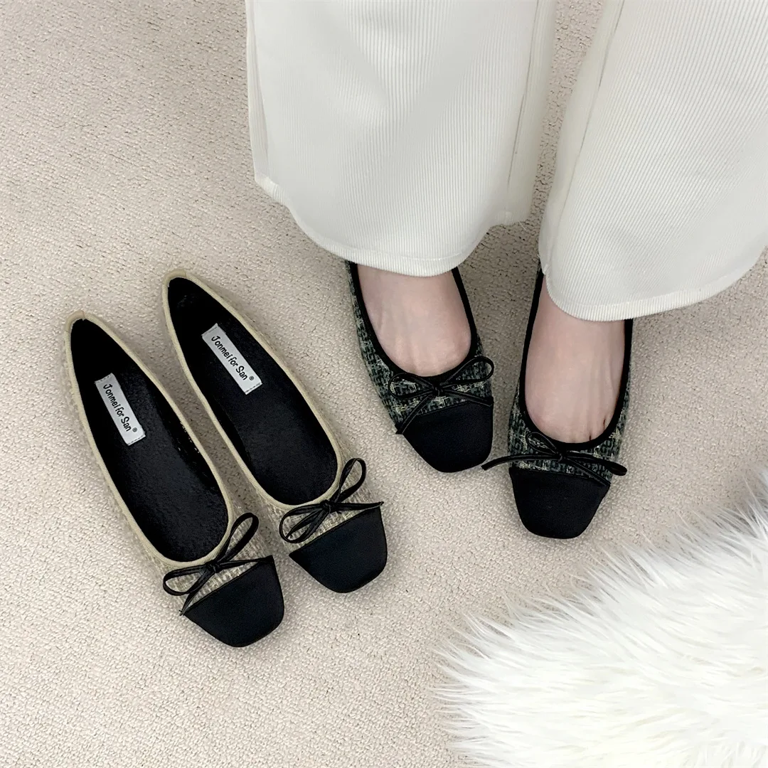 High Quality Designer Brand Women Shoes French Fashion Butterfly-knot Shallow Flat Shoes Women Spring Summer Mary Janes Shoes
