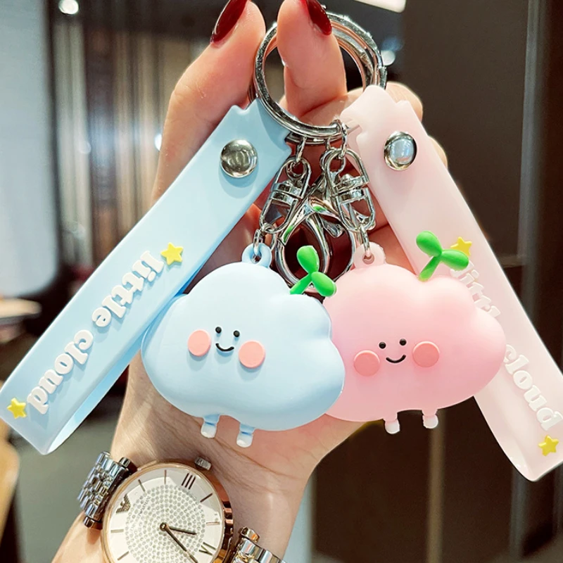

Creative Cute Soft Rubber Doll Grass Cloud Keychain Car Key Ring Chain Bag Pendant Accessories Female Keychain Cute Keyring