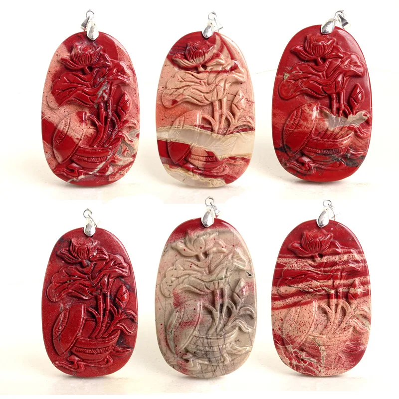 1 шт. ручная работа цветок лотоса натуральная красная яшма искусственная для