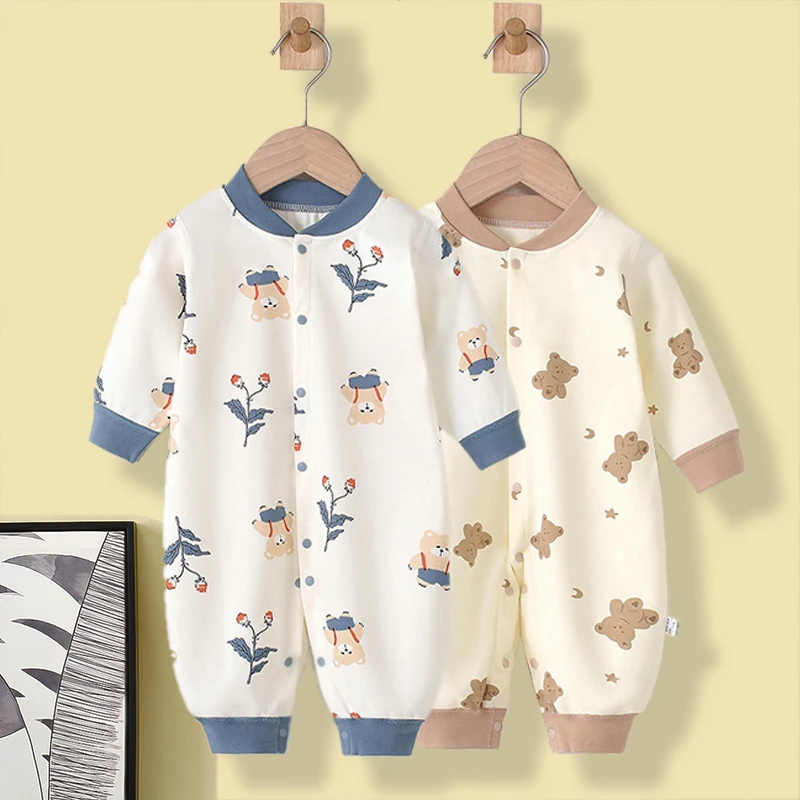 

2023 Newborn Boys Girls Spring Clothes Sets Smile Bear New Born Baby Clothing Romper For Babies 0 to 12 Month