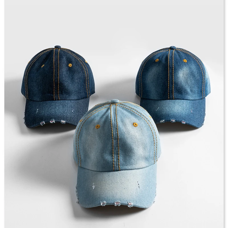 

Новая джинсовая кепка с потертостями в стиле ретро, мужские и женские шапки в стиле High Street, джинсовая кепка E08