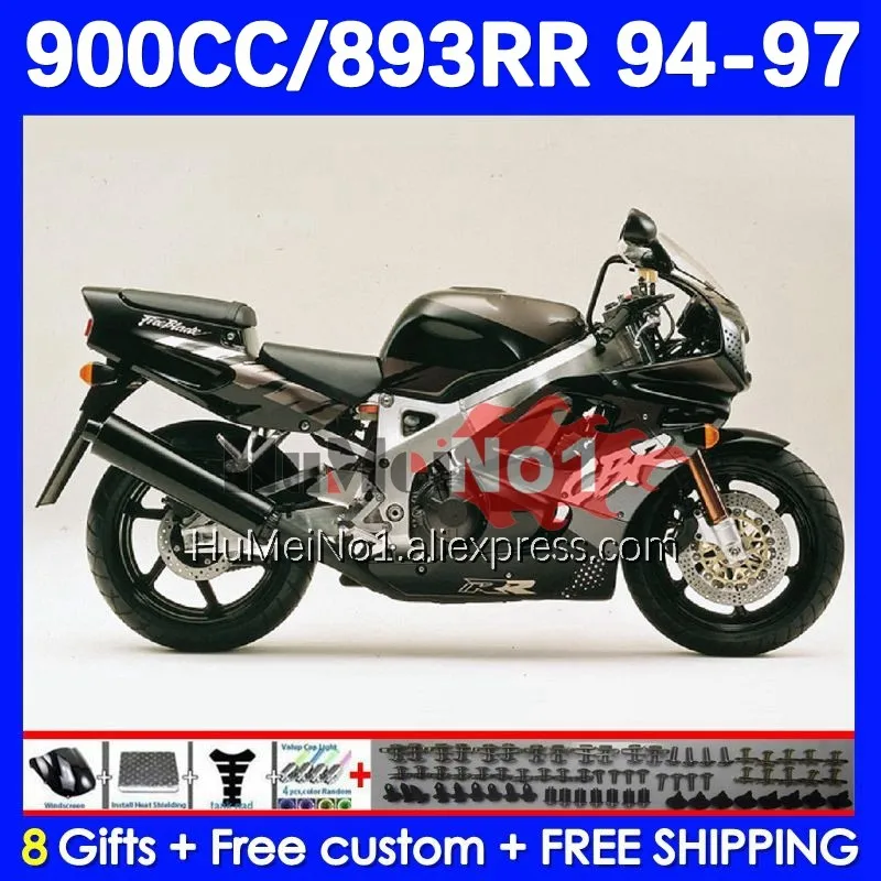 

Body For HONDA CBR 893RR CBR 893 CBR900 CBR893 RR 98No.44 CBR900RR CBR893RR 94 95 96 97 1994 1995 1996 1997 Fairing black silver