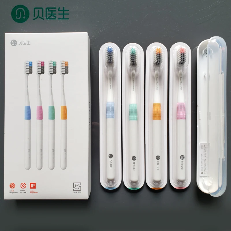 

MIJia DR.BEI Toothbrush Family Pack Couples Imported Soft Fur Food Grade Material Tooth Brush 4 Colors With Travel Box