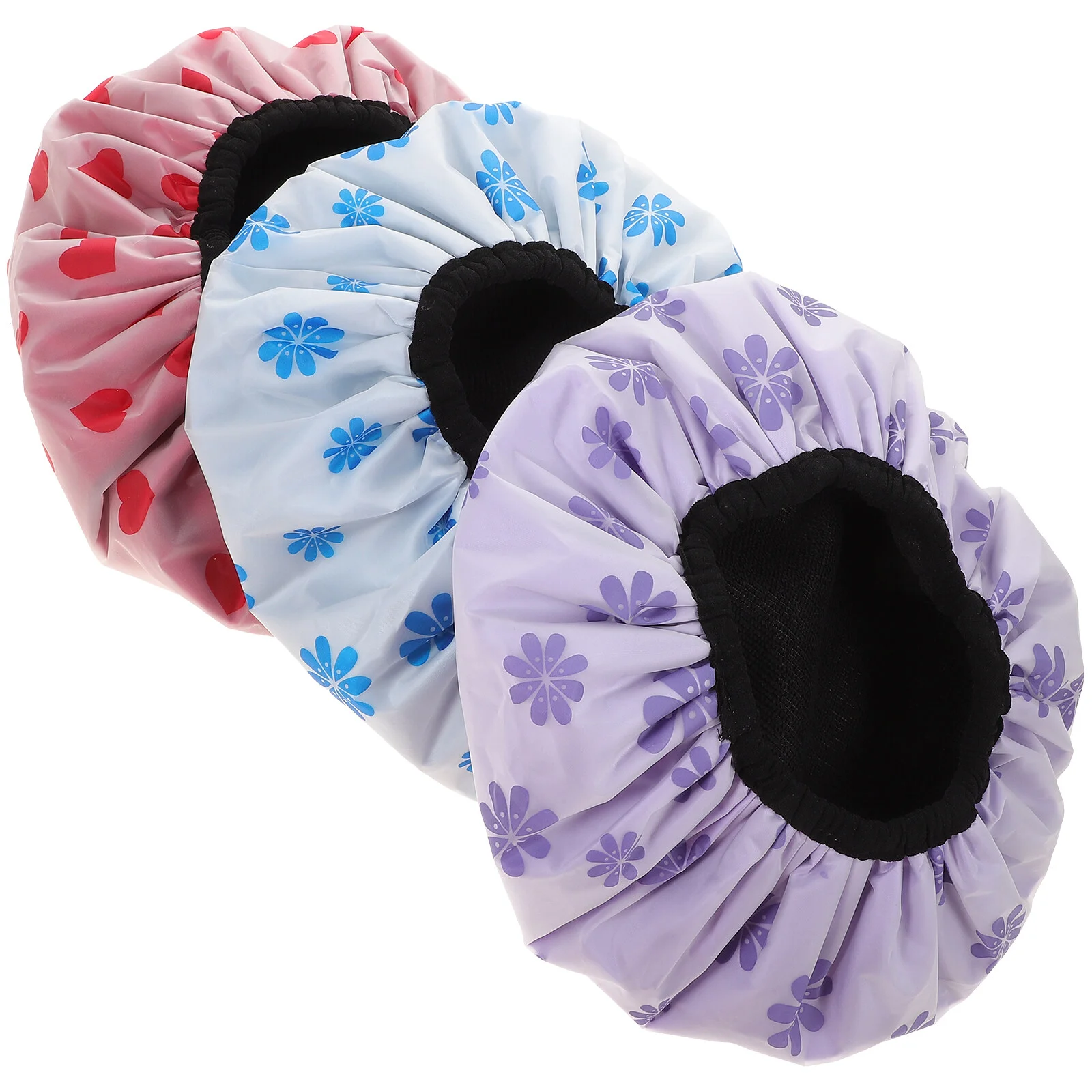 

4 Pcs Waterproof Shower Cap Spa Towel Reusable Caps Women Hats Bag Bath Printed Peva The Hair Bonnet Miss Cover