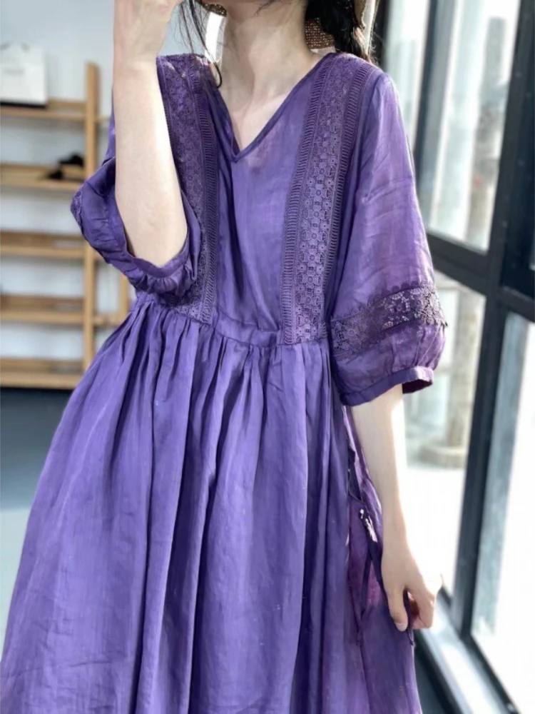 

2023 Summer New In Dresses For Women Solid V-neck Lace Long Dress Women Clothing Streetwear White Dress Formal Dresses