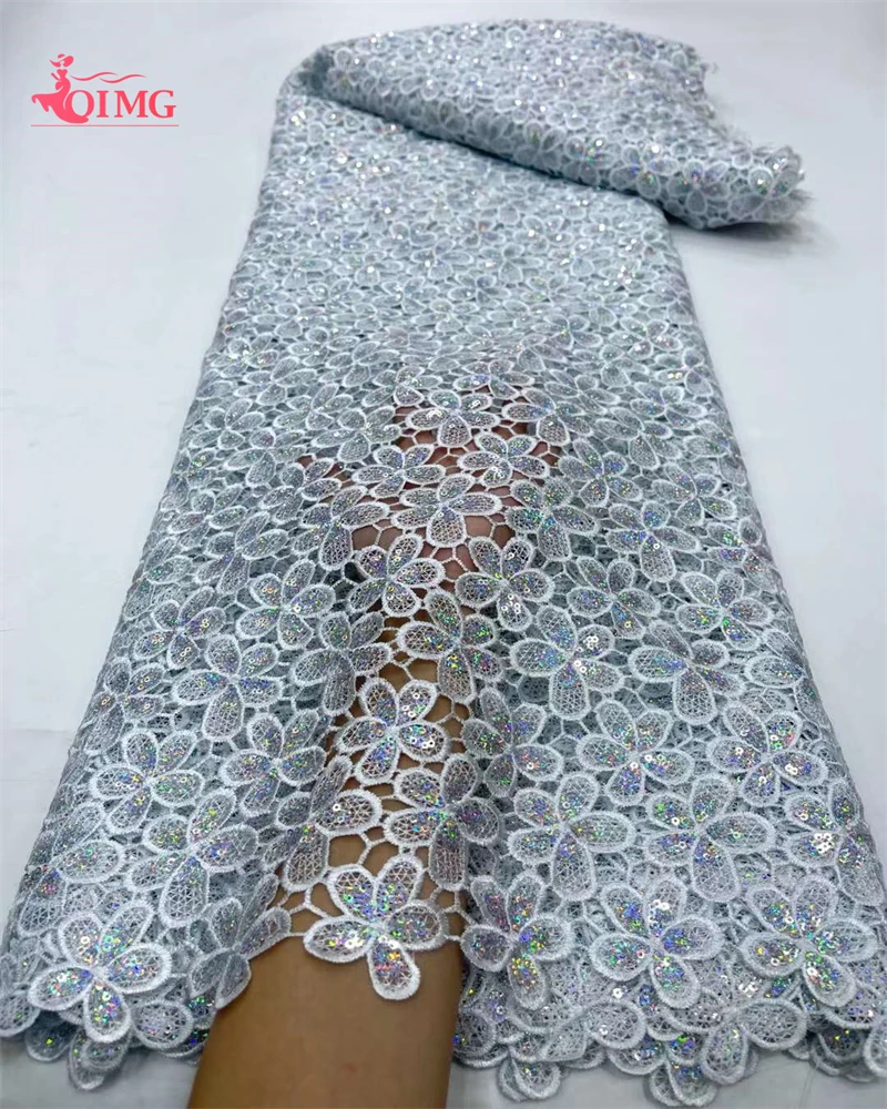 OIMG нигерийская молочная шелковая кружевная ткань с блестками 2023 высокое