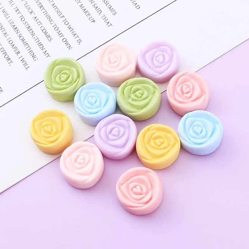 

100pcs 18MM Camellia Rose Resin Charm 9MM Thick Flower Flat Back Cabochon DIY Crafts Supplies Scrapbook Cell Phone Decoration