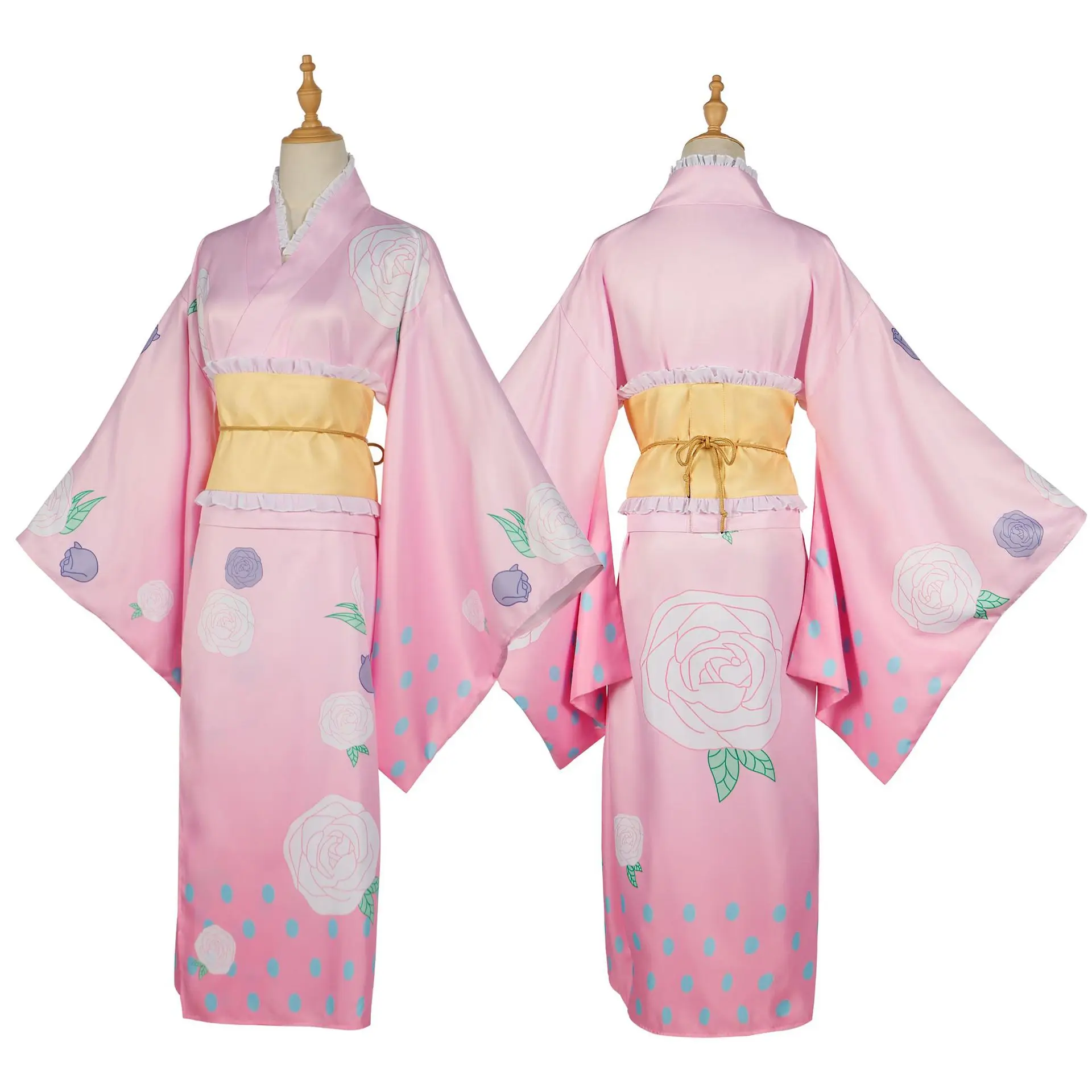 

Pink Printing Kimono Hoshino Ai Cosplay Costume OSHI NO KO Carnival Anime Party Outfit Halloween Role Play Women Clothing Wig