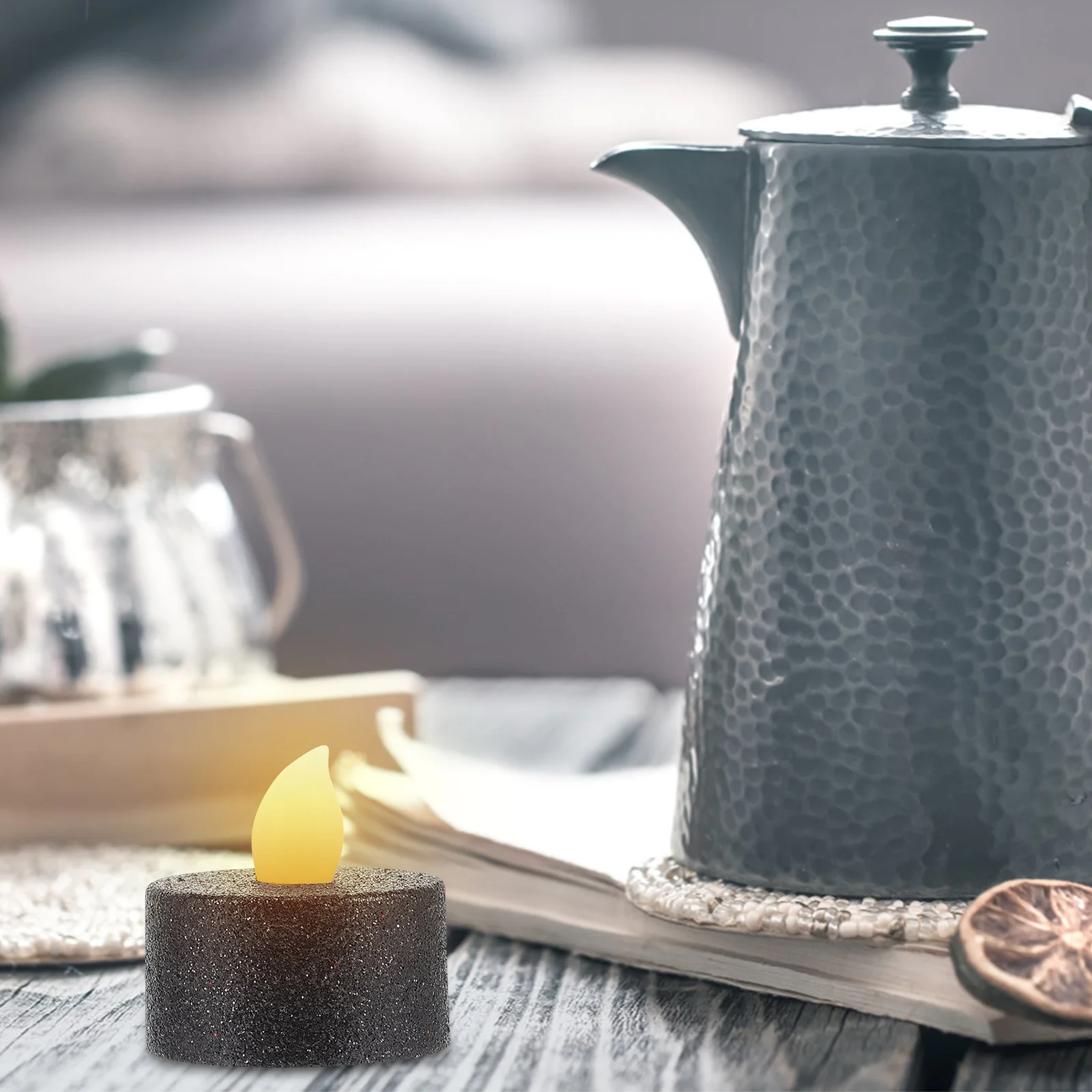 12 шт. Беспламенные чайные свечи черные светодиодные лампы с белым сердечником