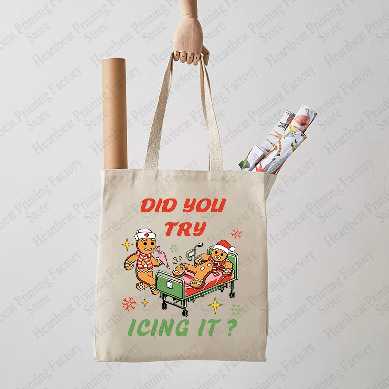 Сумка-тоут женская парусиновая забавная Сумочка на плечо с рождественским