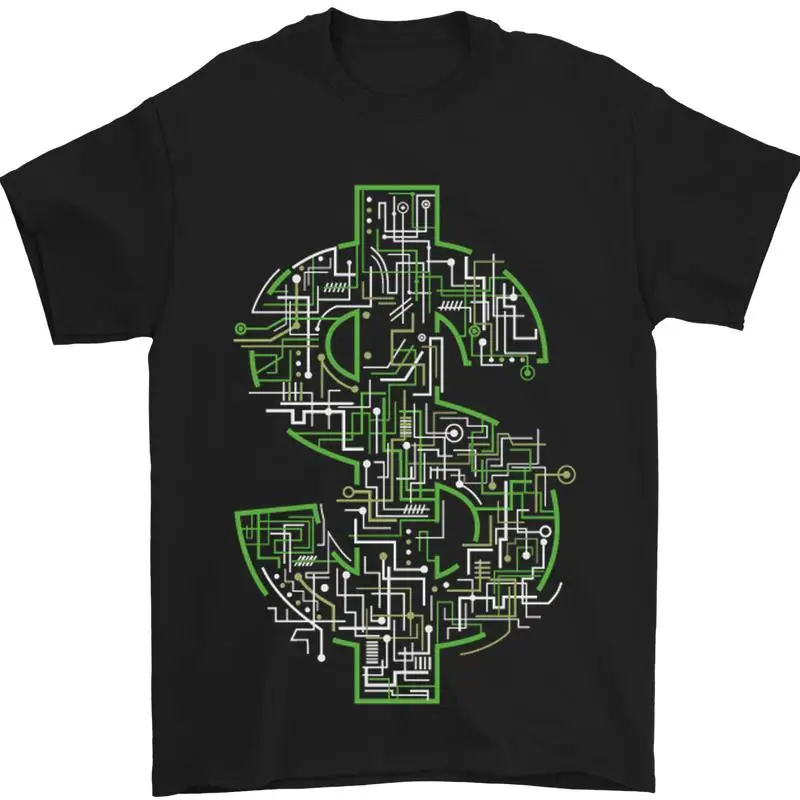 Фото Электрическая рубашка Camiseta De Hombre Con Signo De Dólar, 100% футболка Algodón №1