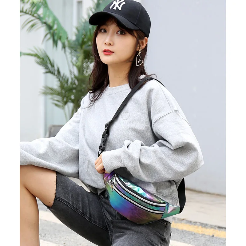 Поясная голографическая сумка для женщин забавный кошелек из искусственной кожи